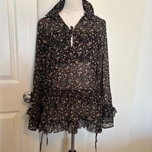 Buffalo David Bitton Black Floral Blouse